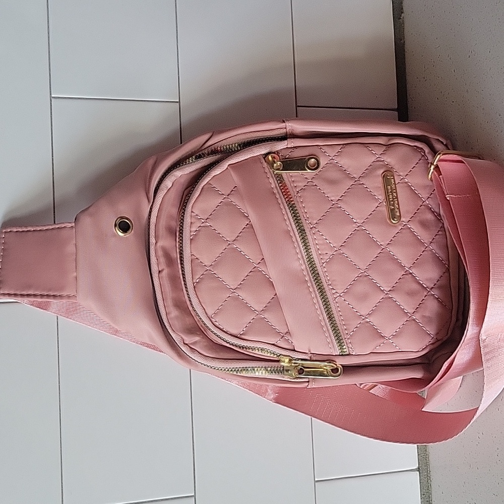 Crossbody Small Backpack Dusty Pink & Gold Accents
